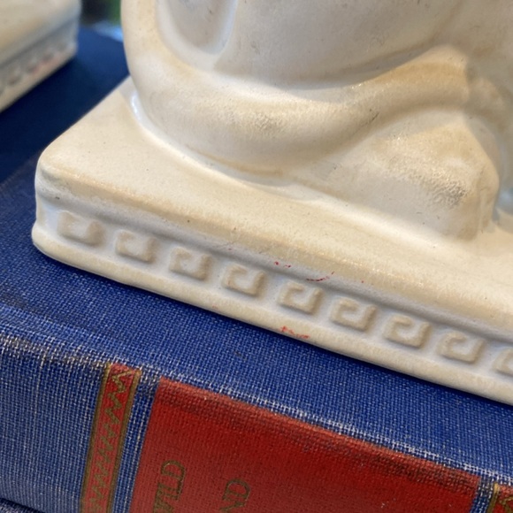 Vintage Chinese Foo Dog Ceramic Bisque Statues - Bookends - Shelf Decor - Picture 6 of 13